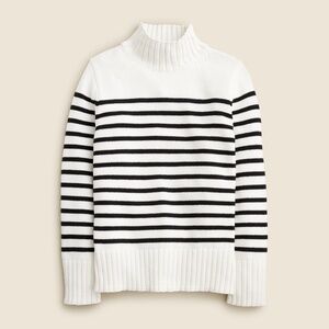 J. Crew Black and White Striped Turtleneck Sweater